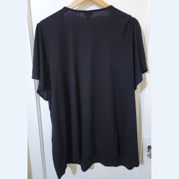 Lace Neck Flutter Sleeve Top by Torrid, black, size 3 - Picture 3 of 7